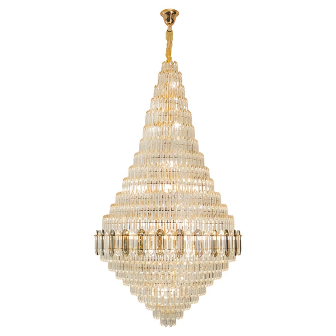 Large Gold Chandelier Luxury Art Glass - Cyran Lamps