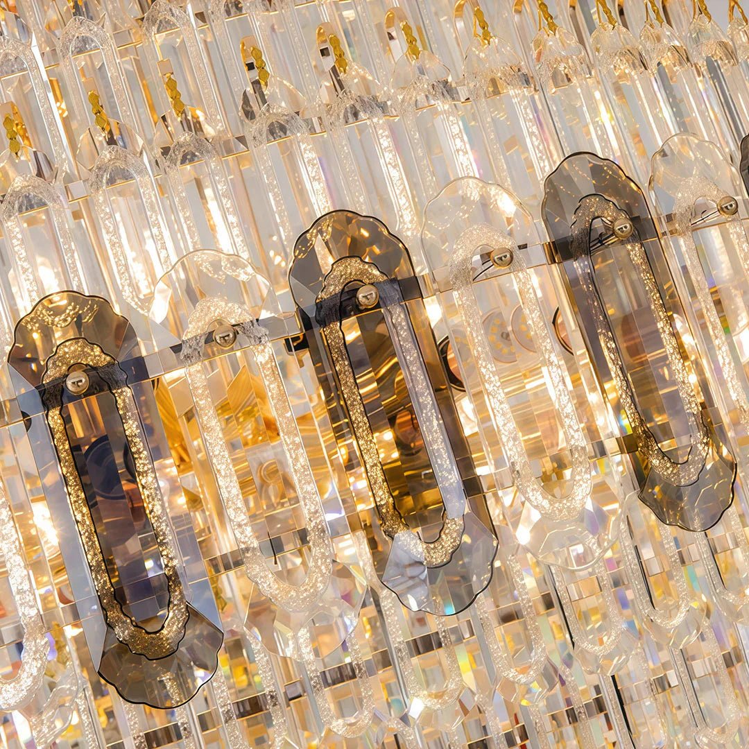 Large Gold Chandelier Luxury Art Glass - Cyran Lamps