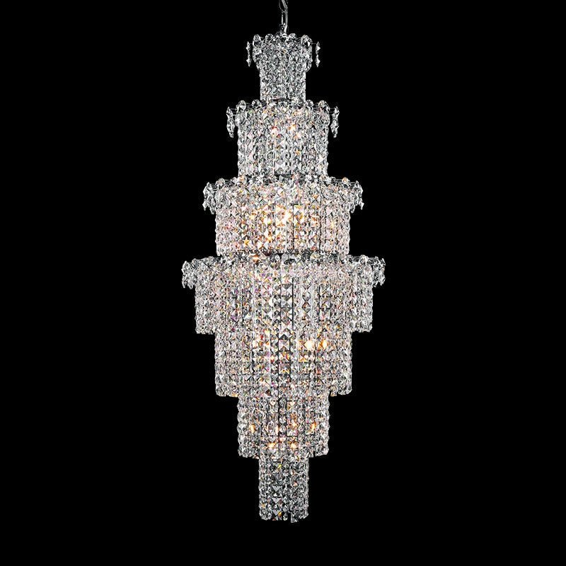 Large Multi - pieces Crystal Chandelier Stylish Ceiling Light Fixture For Foyer Living Room Staircase - cyranlamps