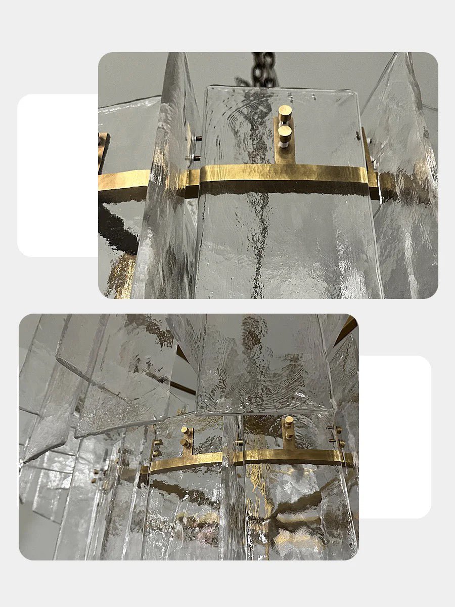 Lattica Glass Tiered Gold Chandelier for Foyer, Living Room, Entryway - cyranlighting