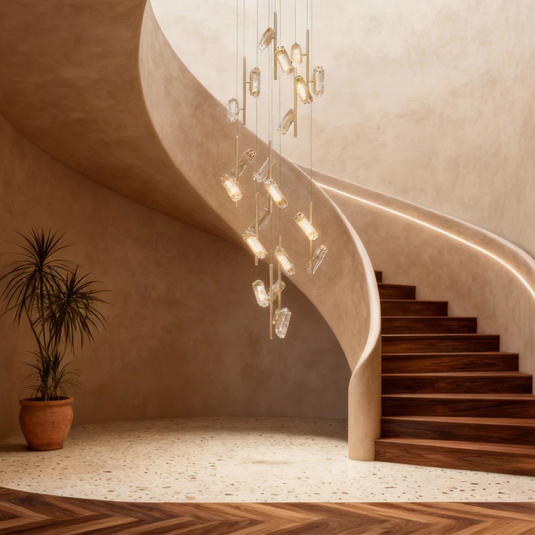 LED Staircase Chandelier Luxury Acrylic Ceiling Light - Cyran Lamps