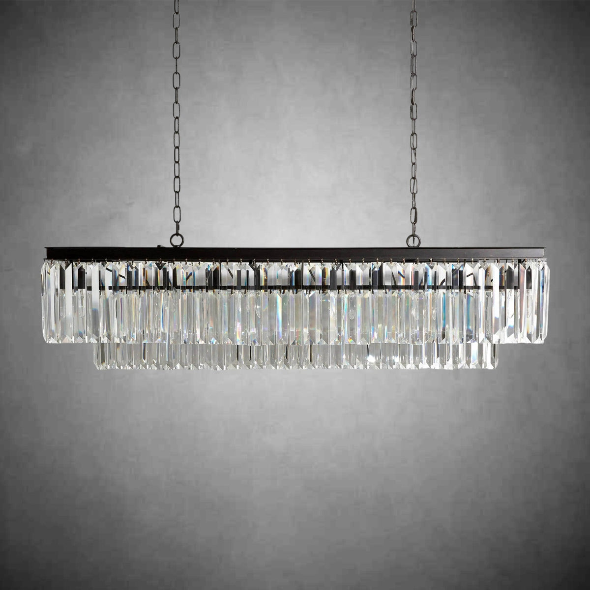 Leyland Tiered Rectangular Chandelier - cyranlamps