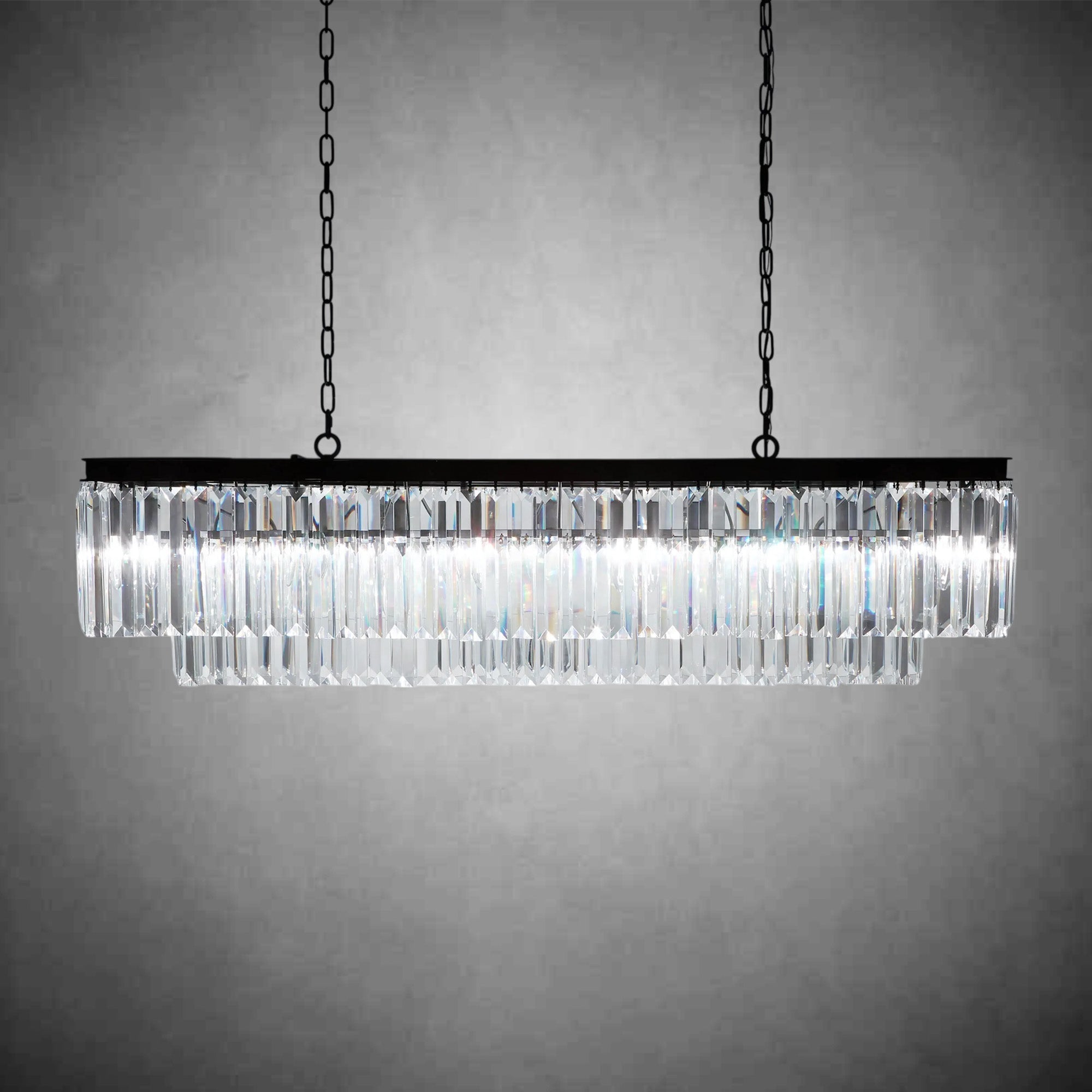 Leyland Tiered Rectangular Chandelier - cyranlamps