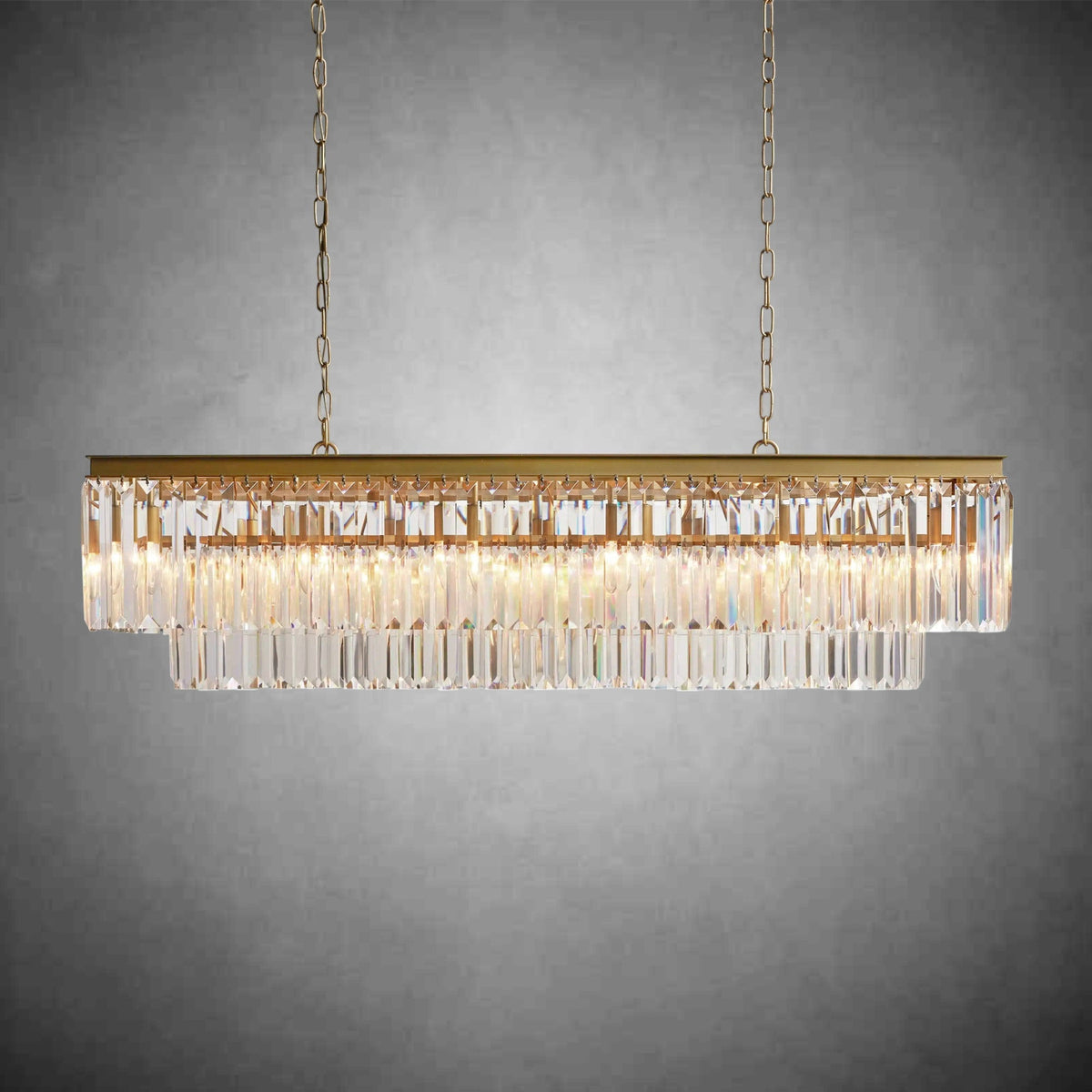 Leyland Tiered Rectangular Chandelier - cyranlamps