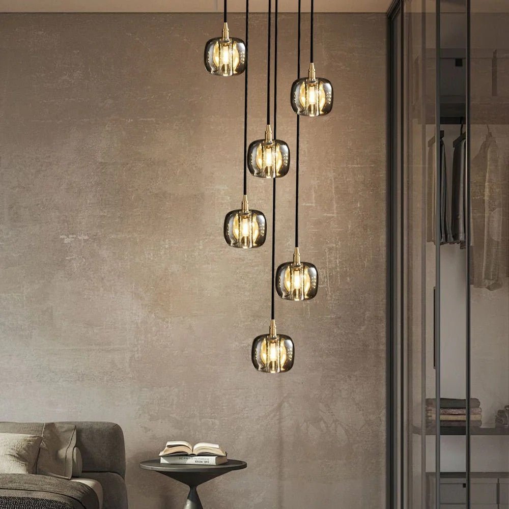 Long Spiral Cubes Crystal Chandelier for Staircase - Cyran Lamps