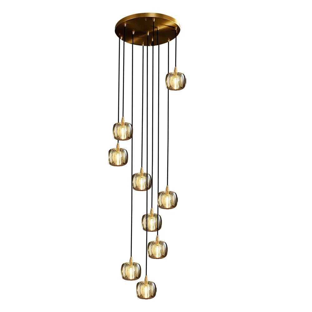 Long Spiral Cubes Crystal Chandelier for Staircase - Cyran Lamps