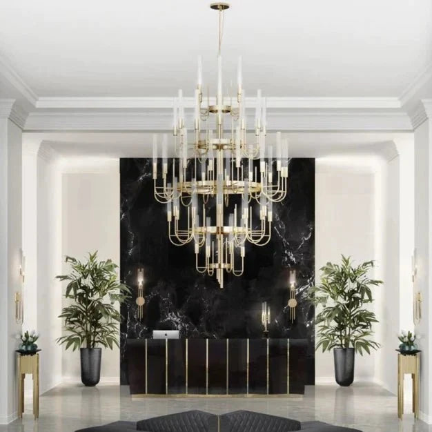 Luxury 5 - Tier Crystal Rods Luxury Gala Chandelier - cyranlamps