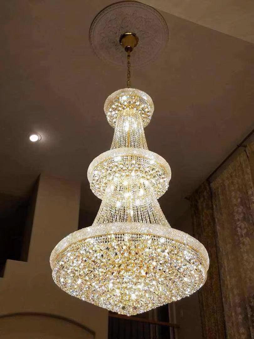 Luxury Crystal Chandelier for Grand Villa Hall and Duplex Staircase Lighting - cyranlighting