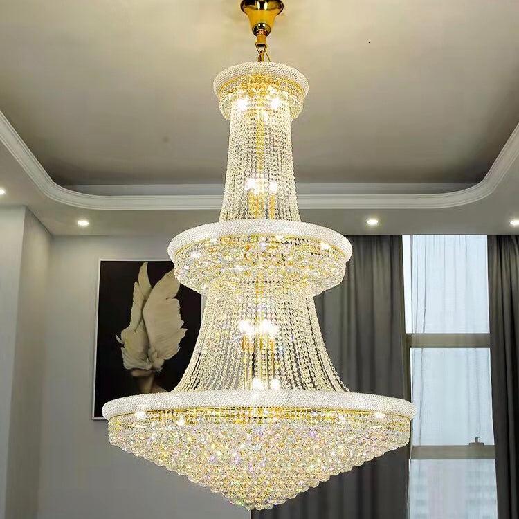 Luxury Crystal Chandelier for Grand Villa Hall and Duplex Staircase Lighting - cyranlighting