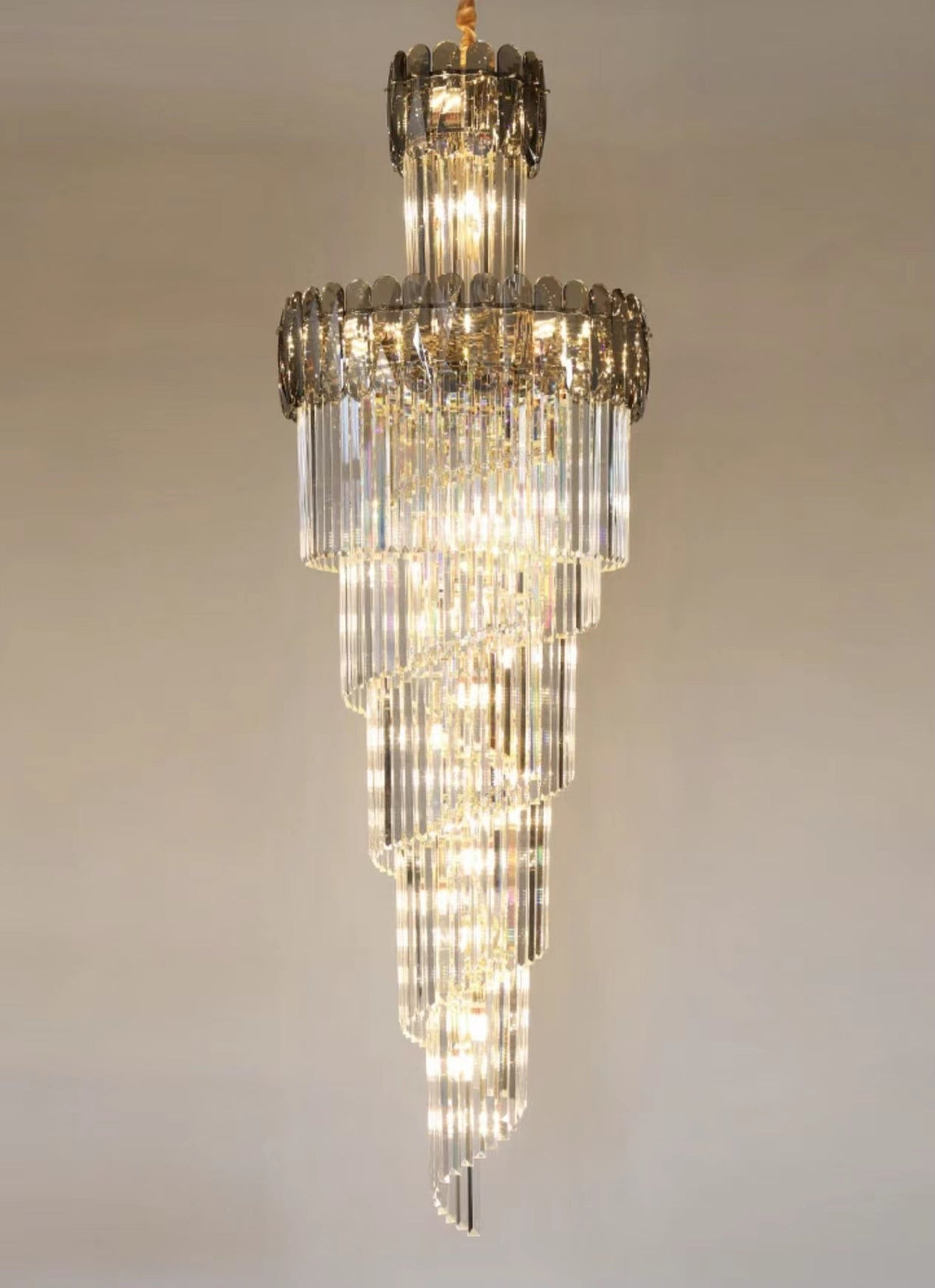 Luxury Extra Large Foyer Spiral Staircase Chandelier Long Crystal Ceiling Light Fixture For Living Room Hall Entrance - cyranlamps