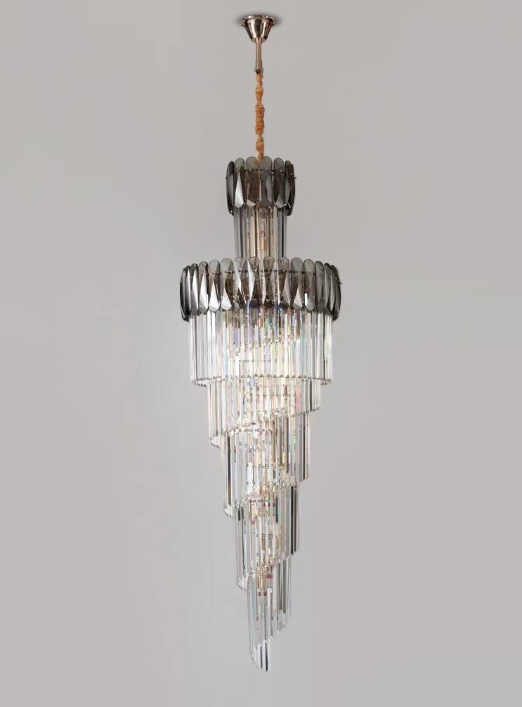Luxury Extra Large Foyer Spiral Staircase Chandelier Long Crystal Ceiling Light Fixture For Living Room Hall Entrance - cyranlamps