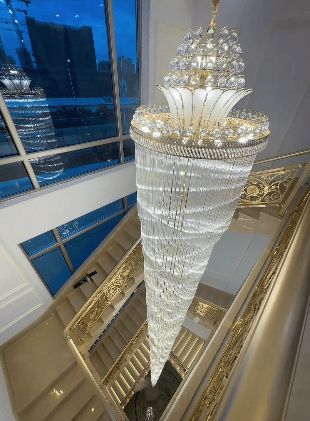 Luxury Extra Long Crystal Chandelier for Villa/Staircase/Foyer - cyranlamps