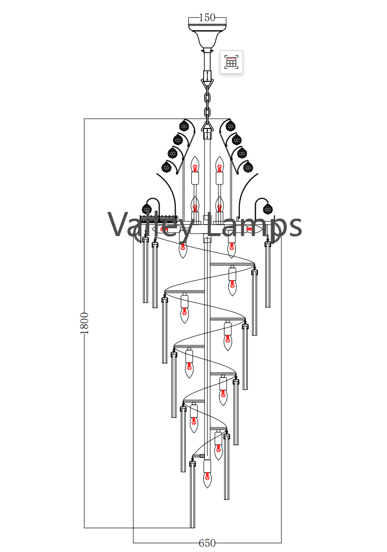 Luxury Extra Long Crystal Chandelier for Villa/Staircase/Foyer - cyranlamps