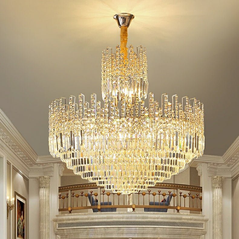 Luxury Hotel Hallway Ceiling Lighting Fixture Large Round Crystal Chandelier For Foyer Living Room Staircase - cyranlamps
