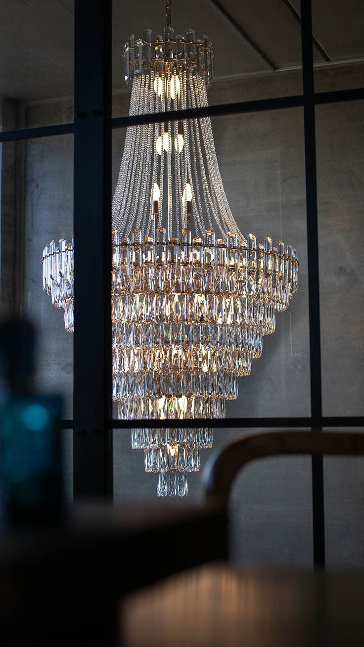 Luxury Modern Multi - tiered Crystal Chandelier for Staircase/Foyer - cyranlamps