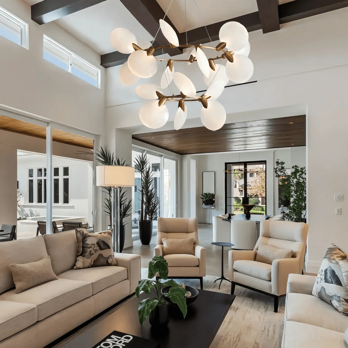 Lyla 2 - Tiered Halo Chandelier - cyranlamps