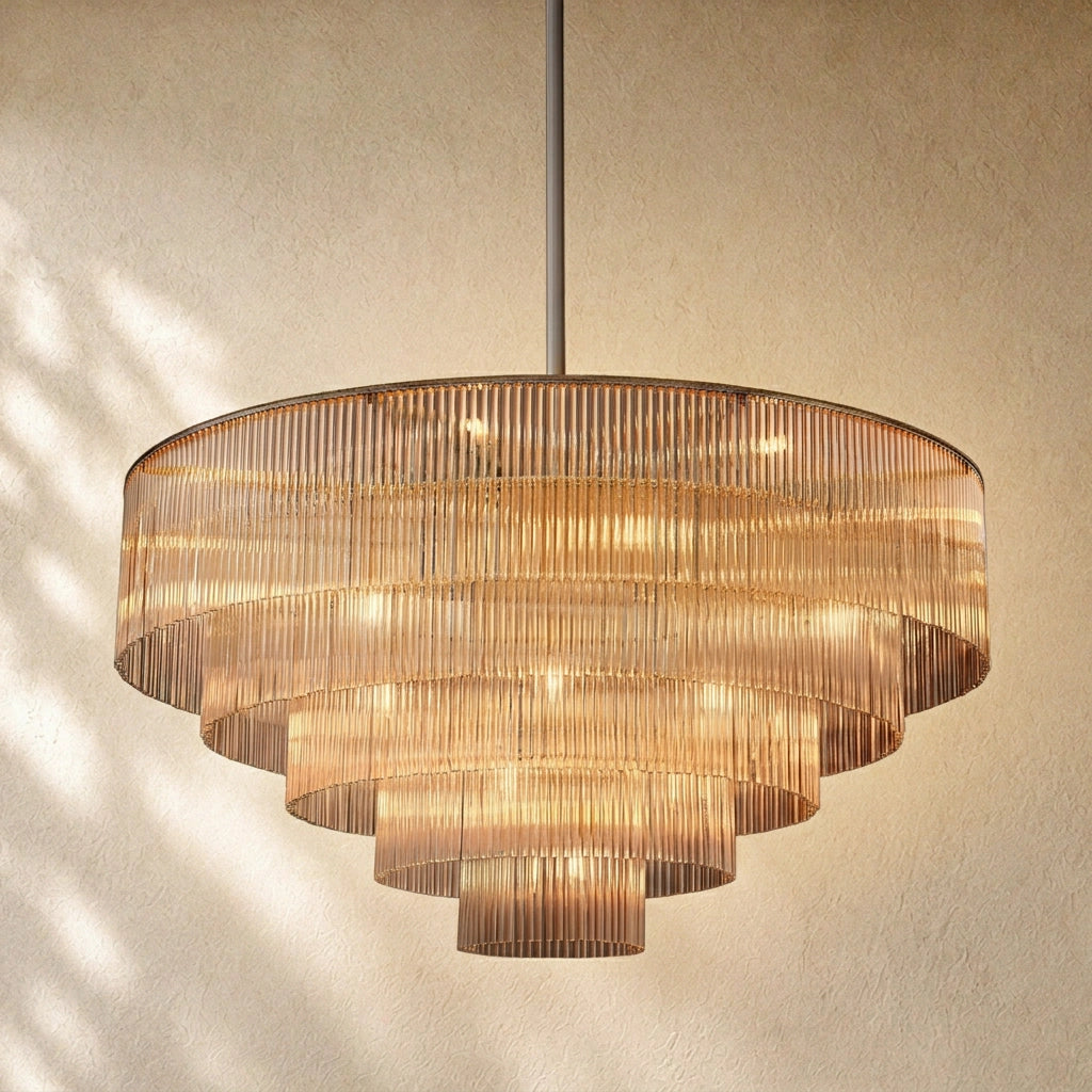 Amad Round Glass Rod Chandelier