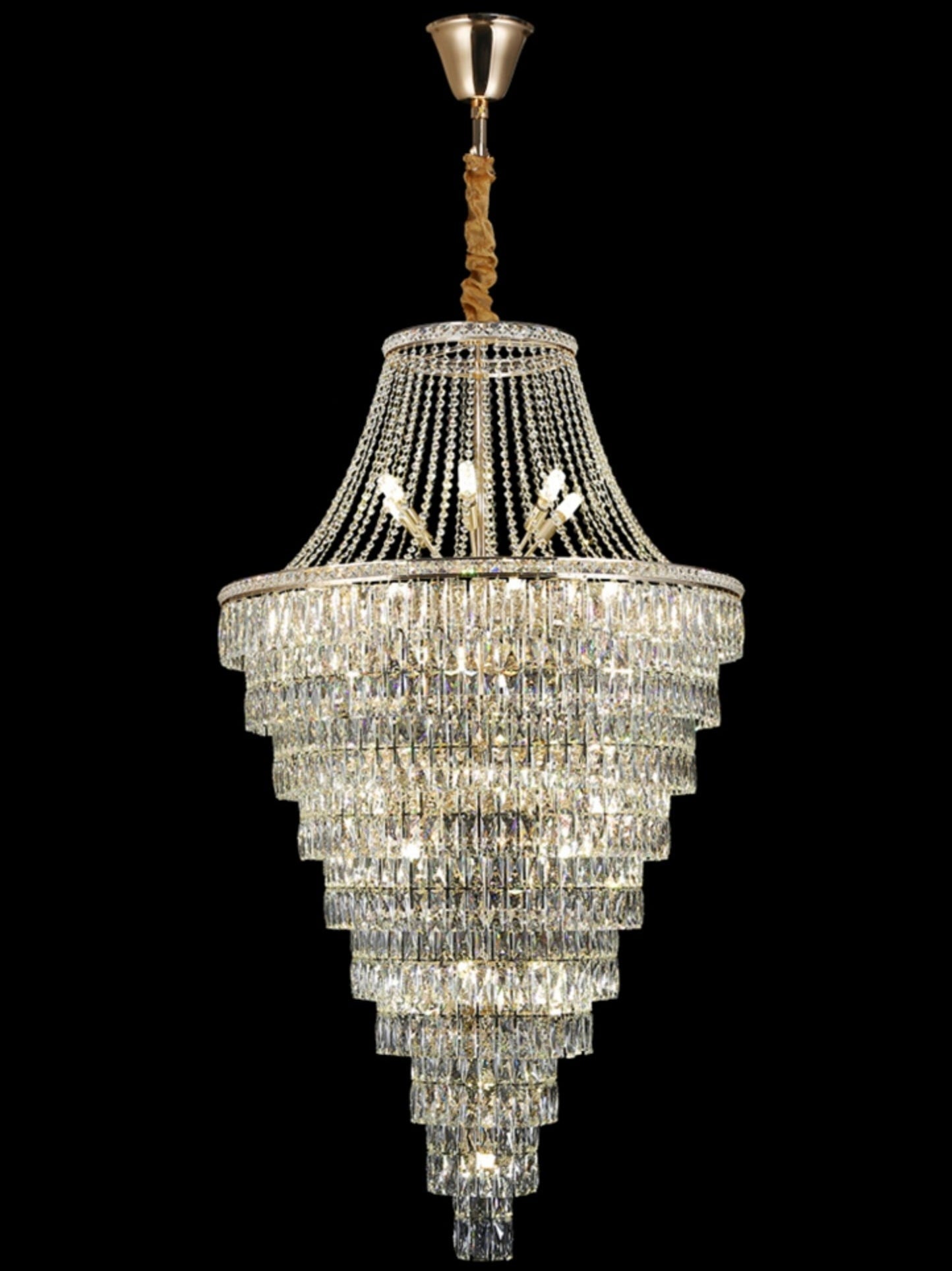 Magnificent Extra Large Foyer Hall Chandelier Tiered Crystal Ceiling Lighting Fixture For Living Room Decor - cyranlamps