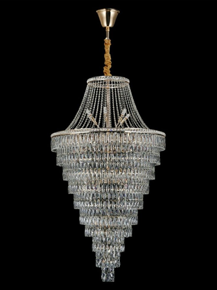 Magnificent Extra Large Foyer Hall Chandelier Tiered Crystal Ceiling Lighting Fixture For Living Room Decor - cyranlamps