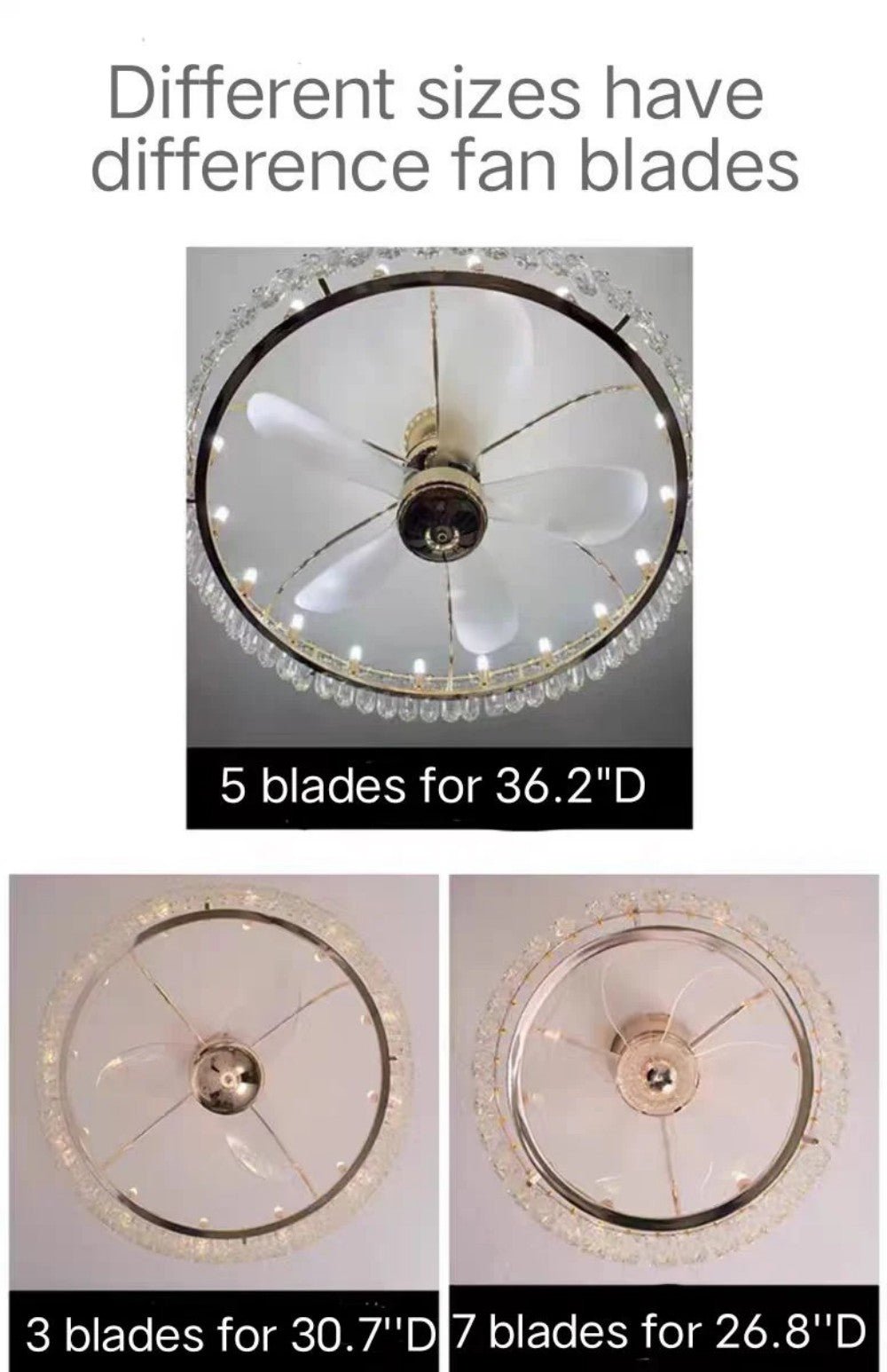 Modern Fan Light Crystal Chandelier - Cyran Lamps