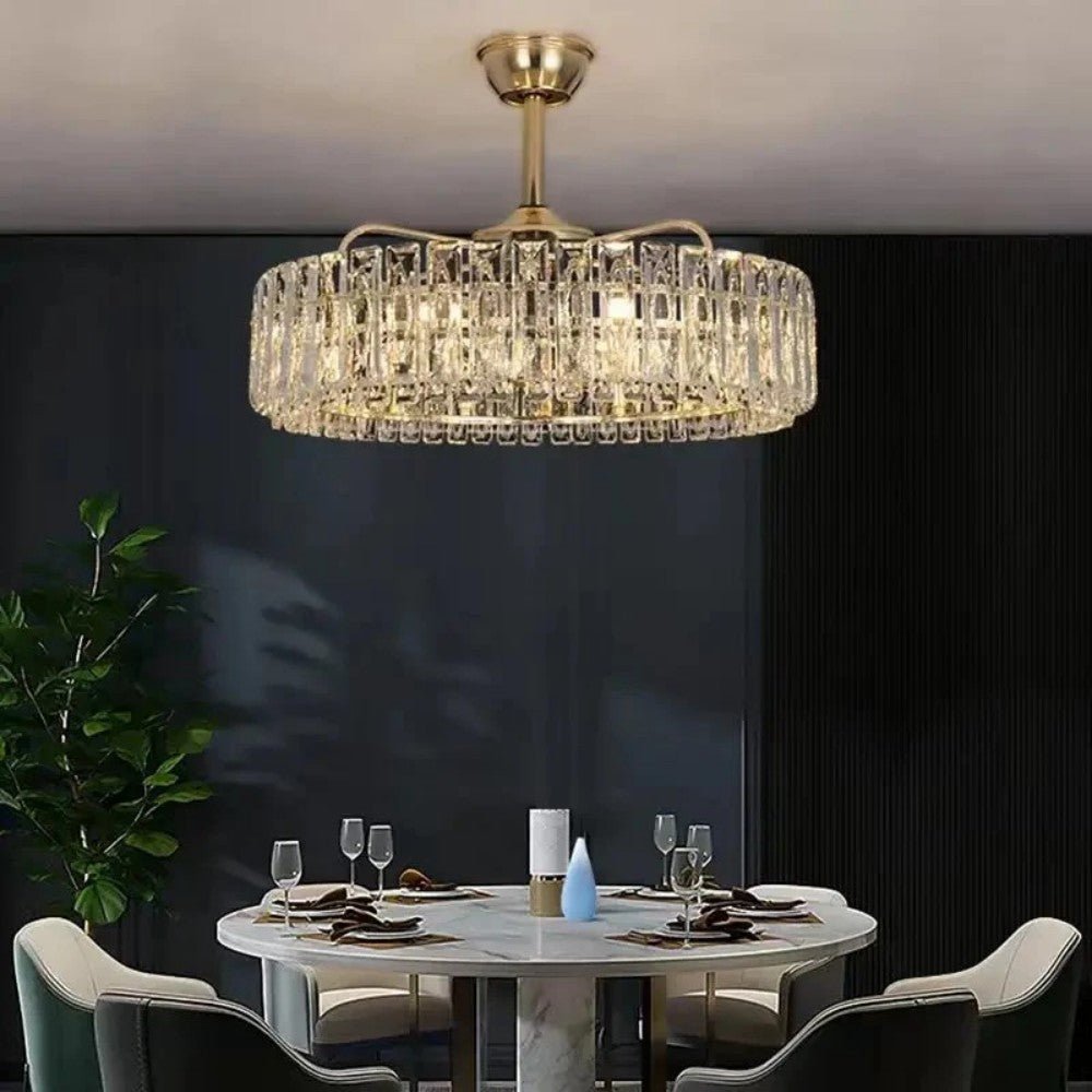 Modern Fan Light Crystal Chandelier - Cyran Lamps