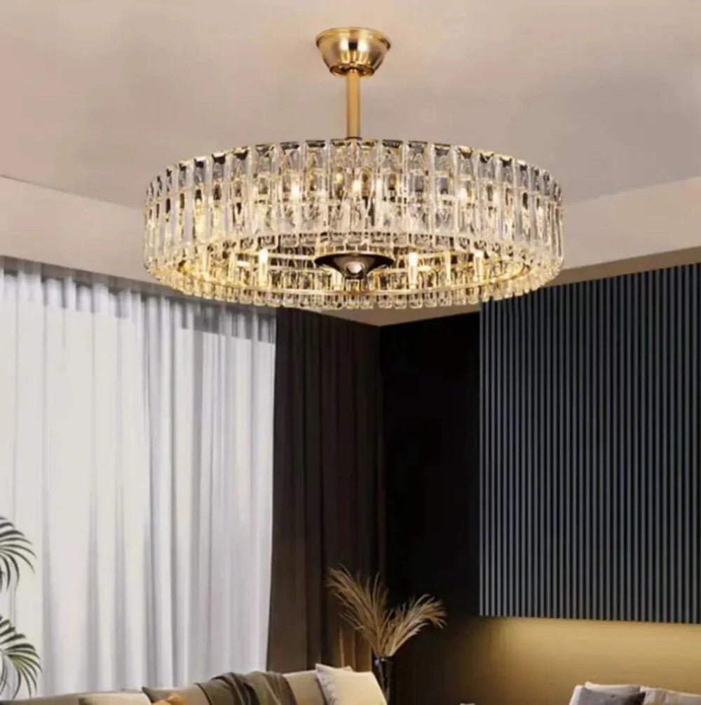 Modern Fan Light Crystal Chandelier - Cyran Lamps