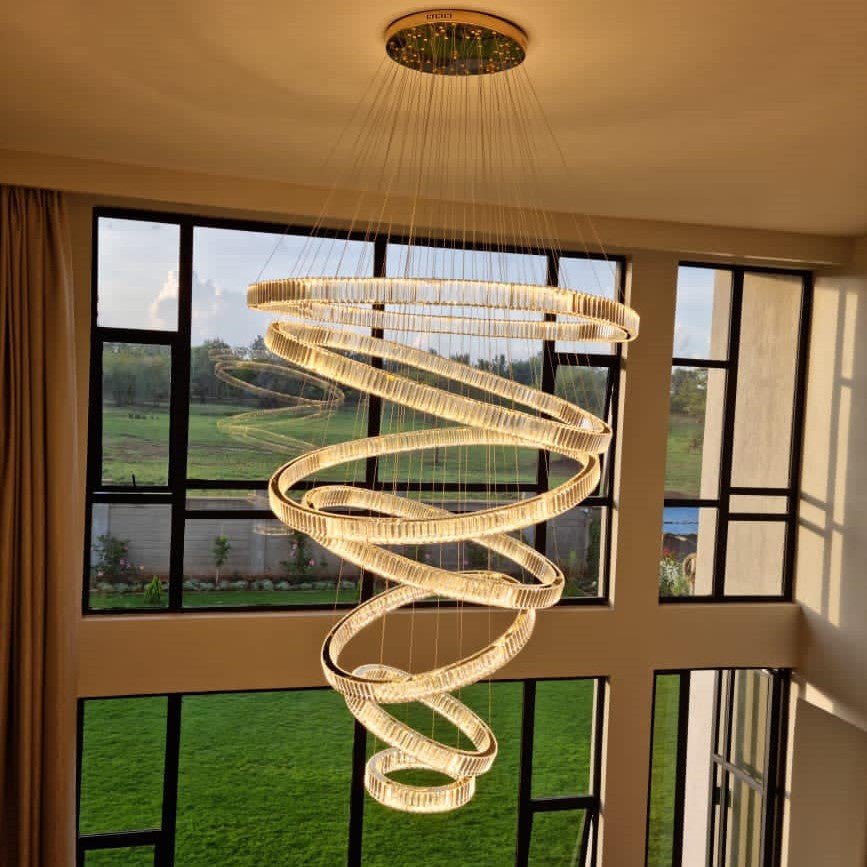 Modern Front Entryway Chandelier 5/6/7 Rings Crystal Gold/ Chrome Finish Ceiling Lamp - cyranlamps