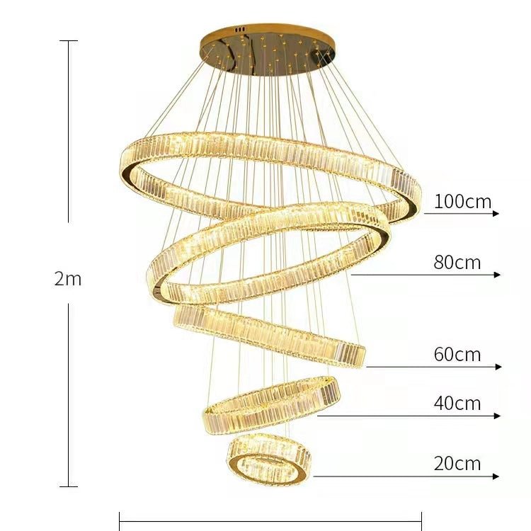 Modern Front Entryway Chandelier 5/6/7 Rings Crystal Gold/ Chrome Finish Ceiling Lamp - cyranlamps