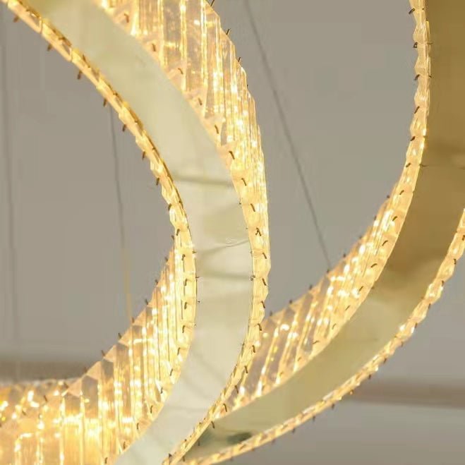 Modern Front Entryway Chandelier 5/6/7 Rings Crystal Gold/ Chrome Finish Ceiling Lamp - cyranlamps