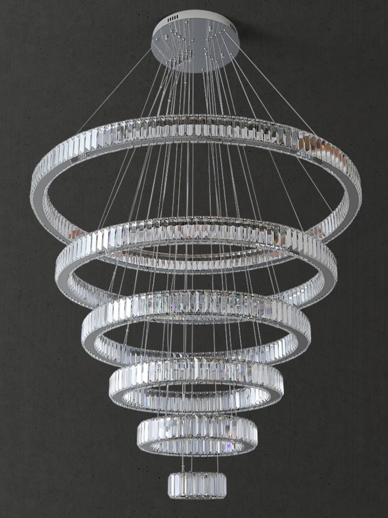 Modern Front Entryway Chandelier 5/6/7 Rings Crystal Gold/ Chrome Finish Ceiling Lamp - cyranlamps