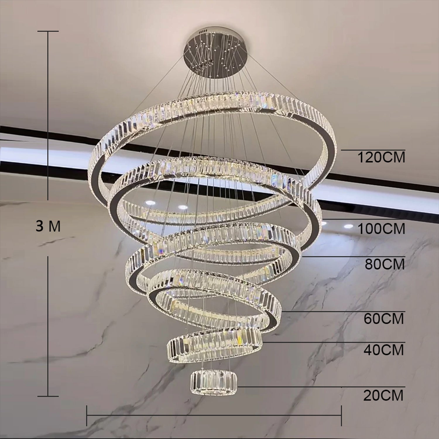 Modern Front Entryway Chandelier 5/6/7 Rings Crystal Gold/ Chrome Finish Ceiling Lamp - cyranlamps