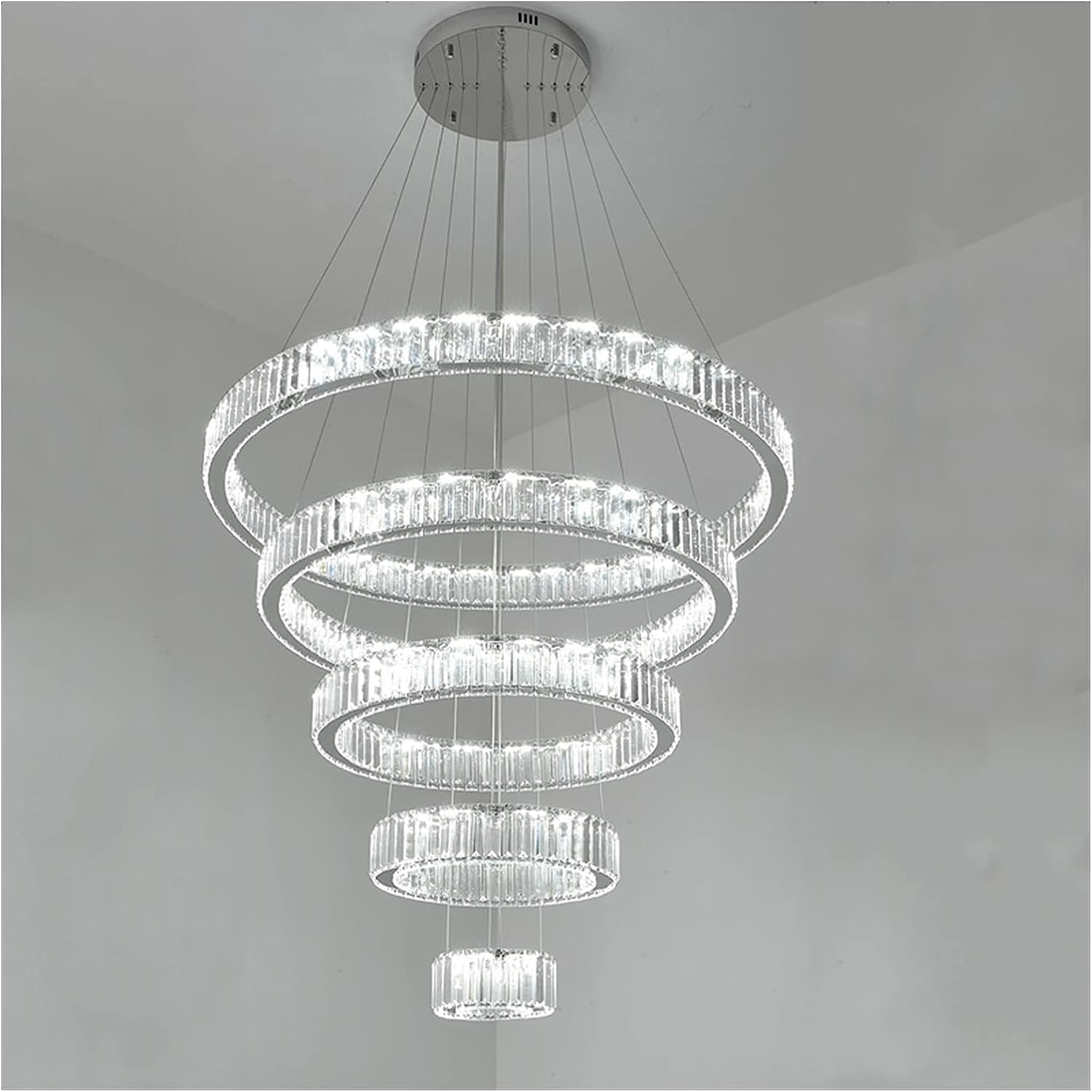 Modern Front Entryway Chandelier 5/6/7 Rings Crystal Gold/ Chrome Finish Ceiling Lamp - cyranlamps