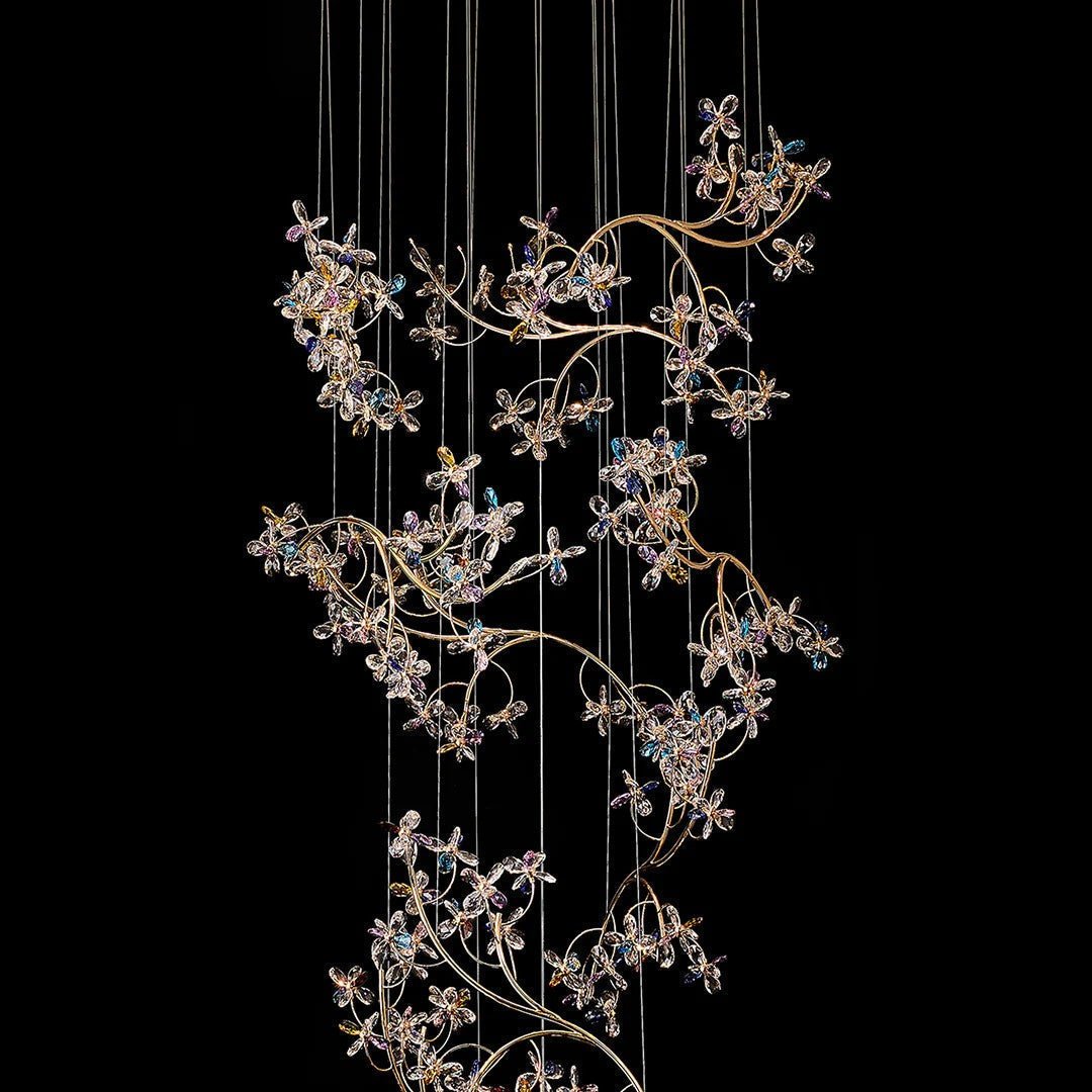Modern Staircase Chandelier Crystal Hollow Rotating Ceiling Light - Cyran Lamps