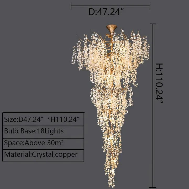 Modern Unique Artistic Flower Brass Branch Semi - flush Mount Chandelier for Living Room/ Hallway/ Entryway/ Staircase - cyranlamps