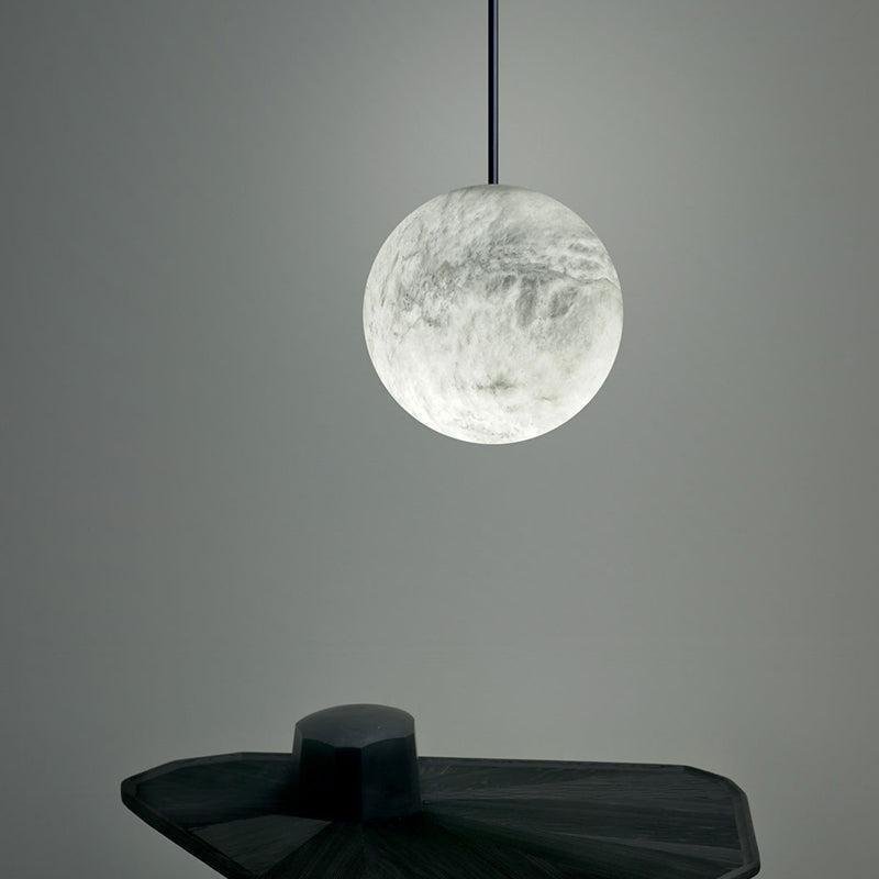 Nami Alabaster Sphere Staircase Chandelier Brass Multi Pendant Light - Cyran Lamps