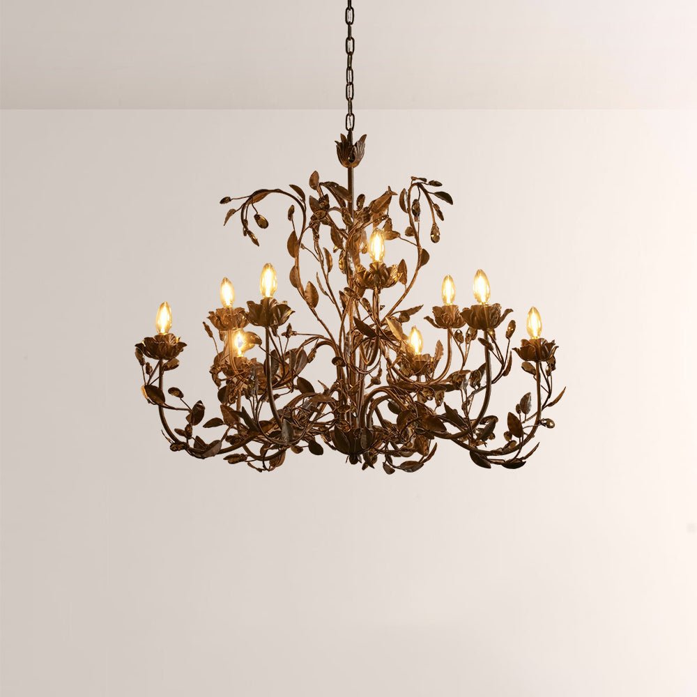 Nora Gilded Floral Crystal Round Chandelier - Cyran Lamps