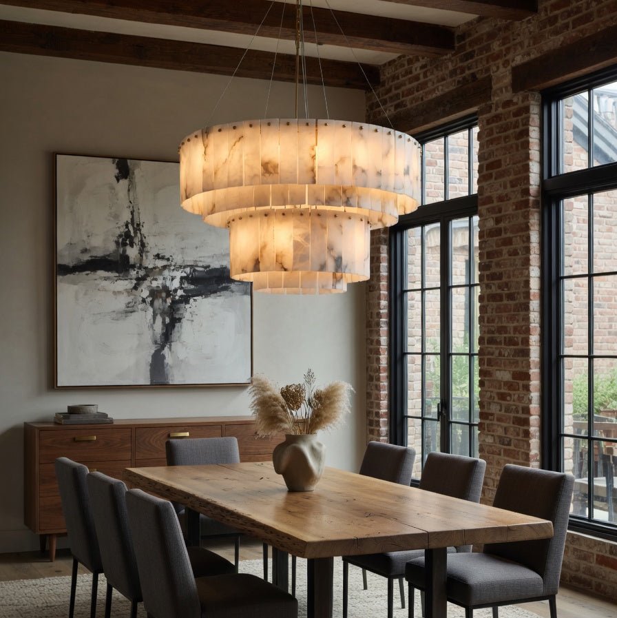 Oakley Layered Marble Chandelier - 31" - cyranlighting
