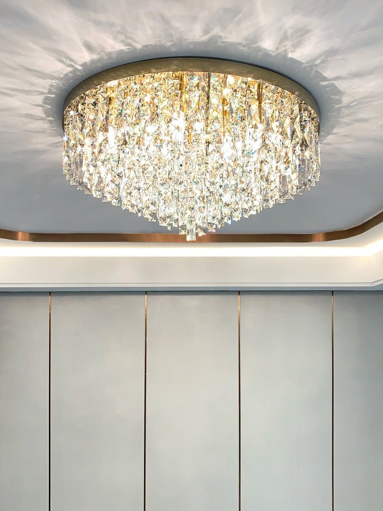 Oversize Luxury Flush Mount Crystal Chandelier for Living Room/Bedroom - cyranlamps