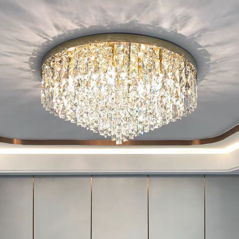 Oversize Luxury Flush Mount Crystal Chandelier for Living Room/Bedroom - cyranlamps