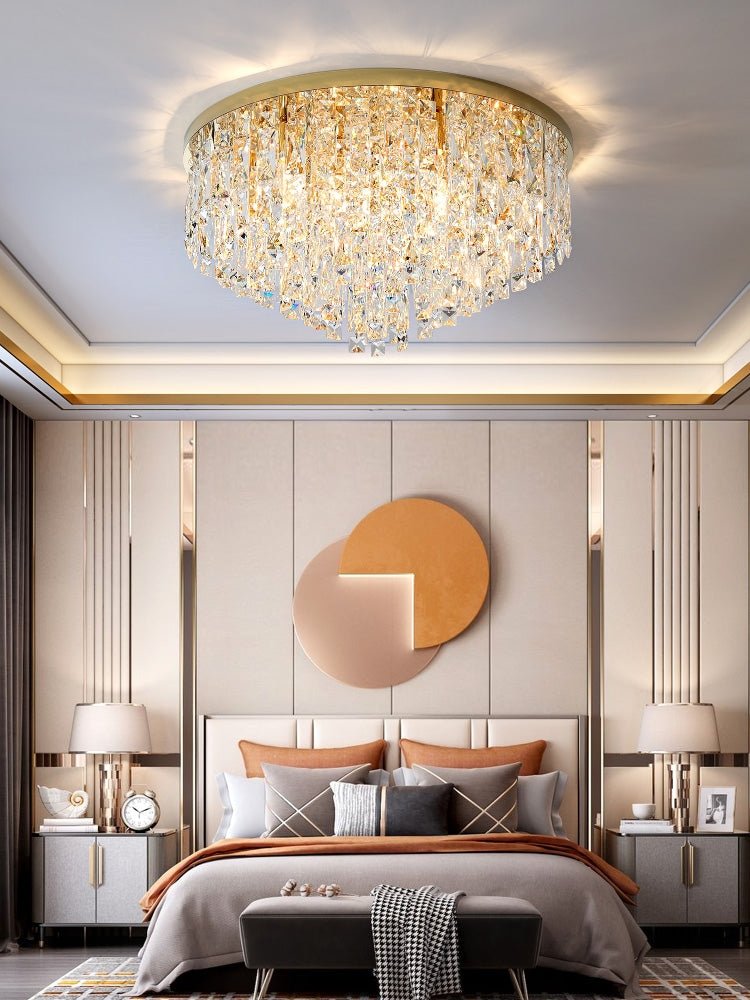 Oversize Luxury Flush Mount Crystal Chandelier for Living Room/Bedroom - cyranlamps