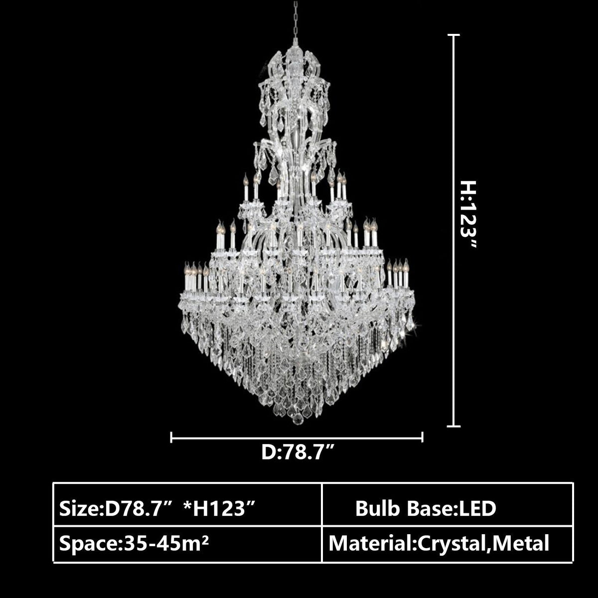 Oversized Luxury Traditional Gold/Chrome Candle Branch Crystal Chandelier for 2 - story/Duplex Buildings - cyranlamps
