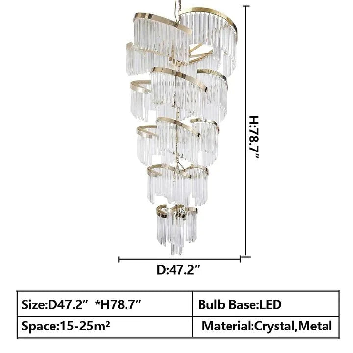 Oversized Modern Designer Creative Multi - tiered Luxury Spiral Crystal Chandelier For High - ceiling Foyer/Entryway/Hallway - cyranlamps
