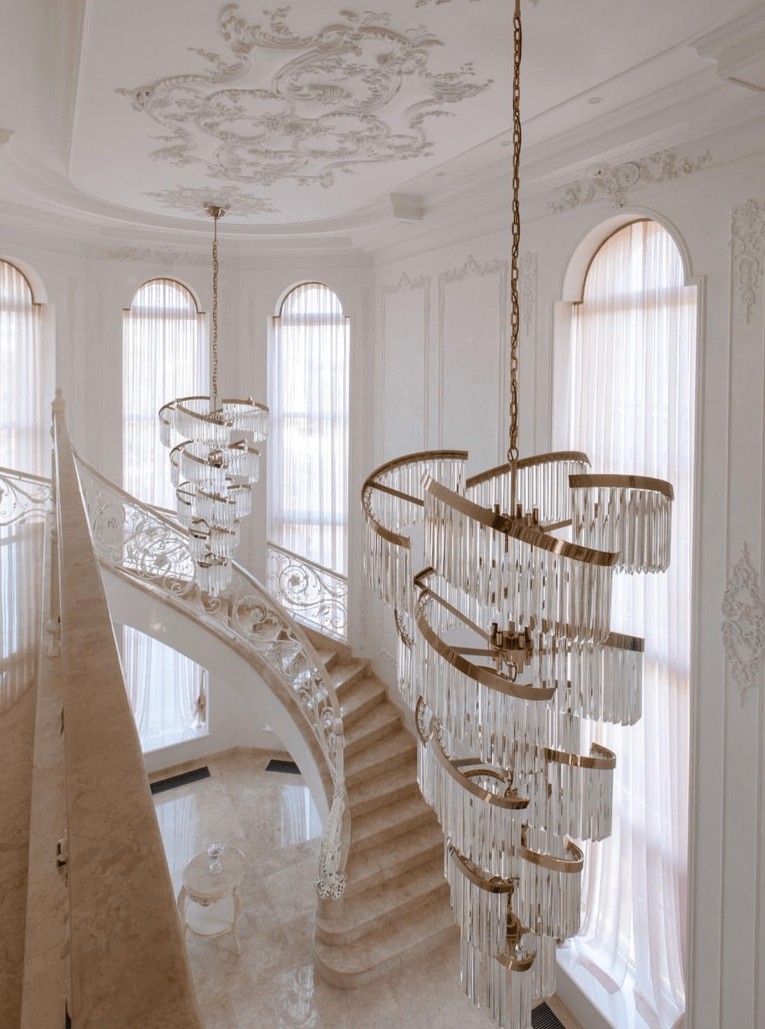 Oversized Modern Designer Creative Multi - tiered Luxury Spiral Crystal Chandelier For High - ceiling Foyer/Entryway/Hallway - cyranlamps