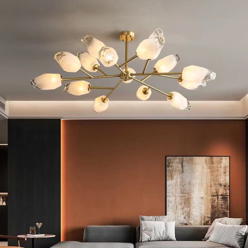 Oversized Modern Sputnik Facet Multiple Glass Chandelier for Living Room/Bedroom - cyranlamps