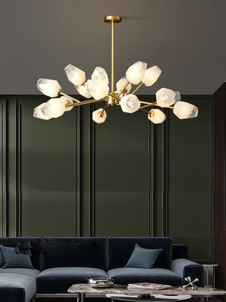 Oversized Modern Sputnik Facet Multiple Glass Chandelier for Living Room/Bedroom - cyranlamps
