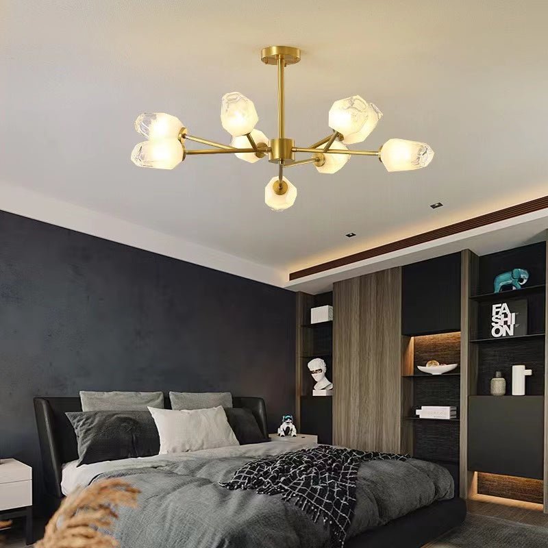 Oversized Modern Sputnik Facet Multiple Glass Chandelier for Living Room/Bedroom - cyranlamps