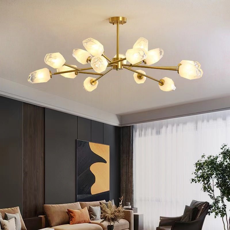 Oversized Modern Sputnik Facet Multiple Glass Chandelier for Living Room/Bedroom - cyranlamps