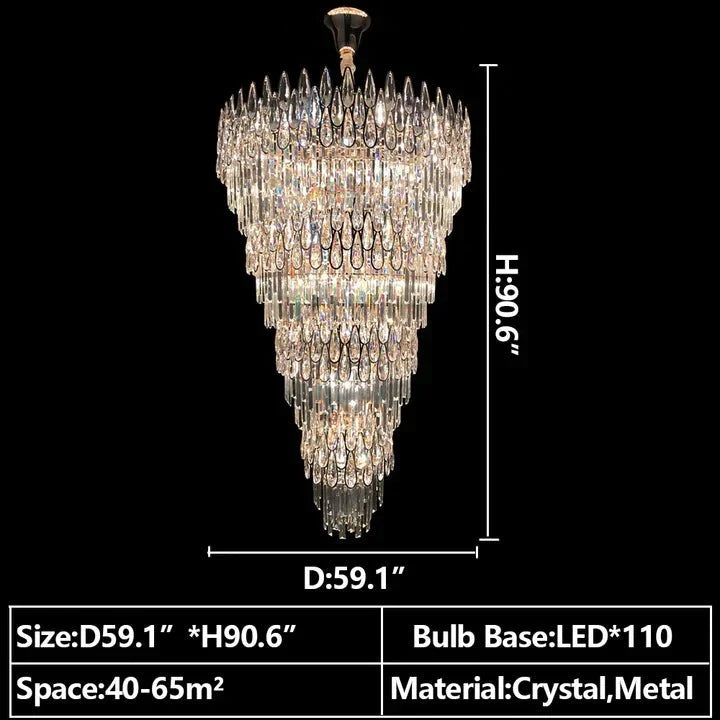 Oversized Multi - layers Luxury Creative Art Crystal Chandelier for Foyer/Staircase/Hallway - cyranlamps