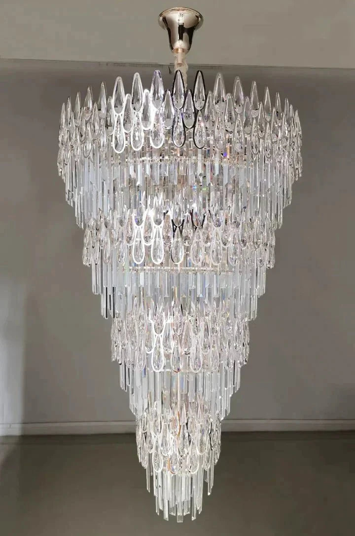 Oversized Multi - layers Luxury Creative Art Crystal Chandelier for Foyer/Staircase/Hallway - cyranlamps