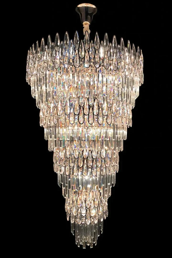 Oversized Multi - layers Luxury Creative Art Crystal Chandelier for Foyer/Staircase/Hallway - cyranlamps